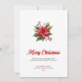 Classic Red White Poinsettia Custom Greeting Card Feestdagenkaart (Voorkant)