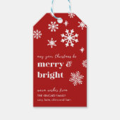 Classic Red & White Snowflake Holiday Gift Tag Cadeaulabel (Voorkant)