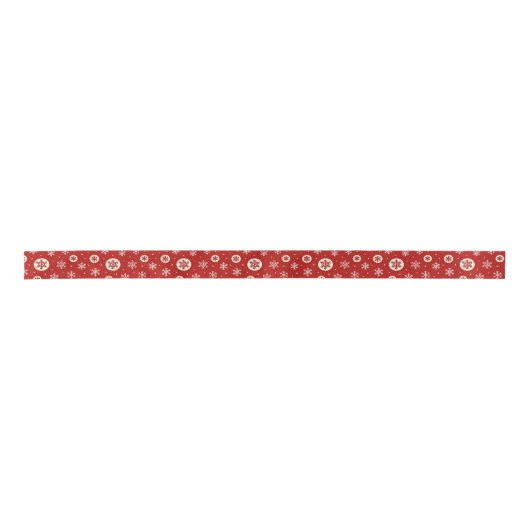 Classic Red & White Snowflakes Christmas Holiday Satijnen Lint (Voorkant)