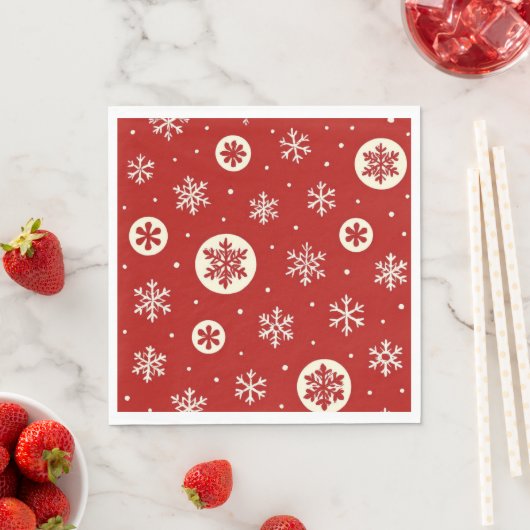 Classic Red & White Snowflakes Christmas Holiday Servet (Insitu)