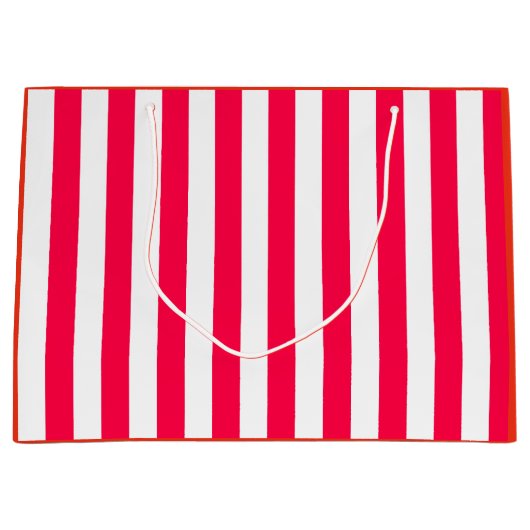 Classic Red White Striped Sjabloon met kerstmis Groot Cadeauzakje (Voorkant)