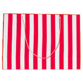 Classic Red White Striped Sjabloon met kerstmis Groot Cadeauzakje (Achterkant)