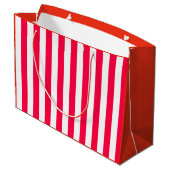 Classic Red White Striped Sjabloon met kerstmis Groot Cadeauzakje (Achterkant Gekanteld)