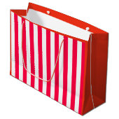 Classic Red White Striped Sjabloon met kerstmis Groot Cadeauzakje (Voorkant Gekanteld)