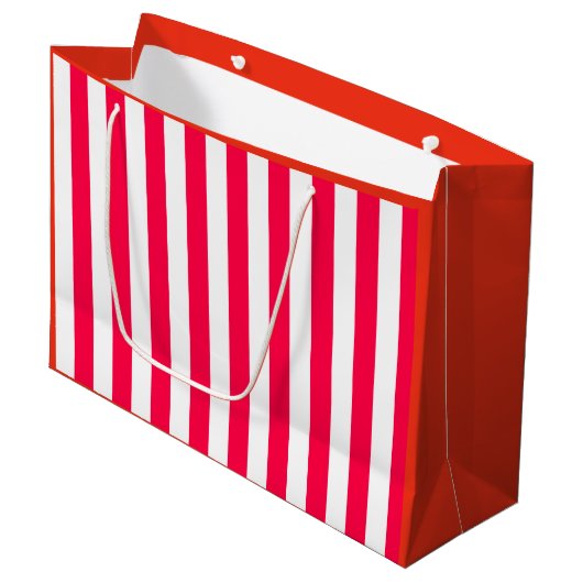 Classic Red White Striped Sjabloon met kerstmis Groot Cadeauzakje (Voorkant Gekanteld)