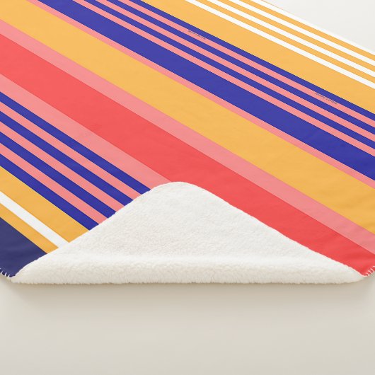 CLASSIC RED YELLOW BLUE STRIPES SHERPA DEKEN (3/4)