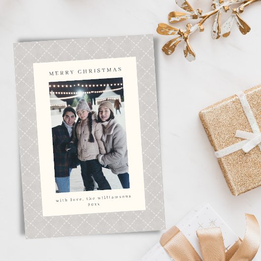 Classic Refined Neutral Gray Christmas Photo Feestdagenkaart