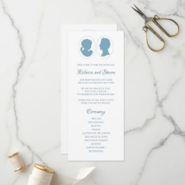 Classic Regency Blue Cameo Wedding Ceremony Programmakaart