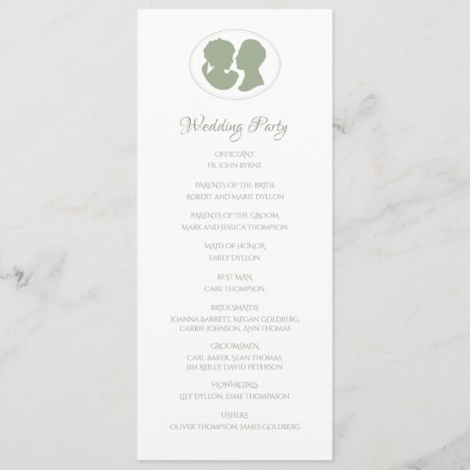 Classic Regency Green Cameo Wedding Ceremony Programmakaart (Achterkant)