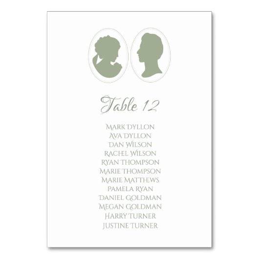 Classic Regency Green Cameo Wedding Kaart (Voorkant)