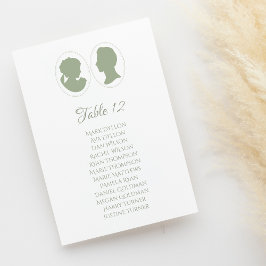 Classic Regency Green Cameo Wedding Kaart