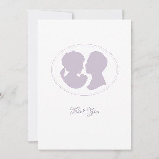 Classic Regency Paarse Cameo Wedding Bedankkaart (Voorkant)
