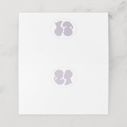 Classic Regency Paarse Cameo Wedding Plaatskaartje (Buitenkant ongevouwen)