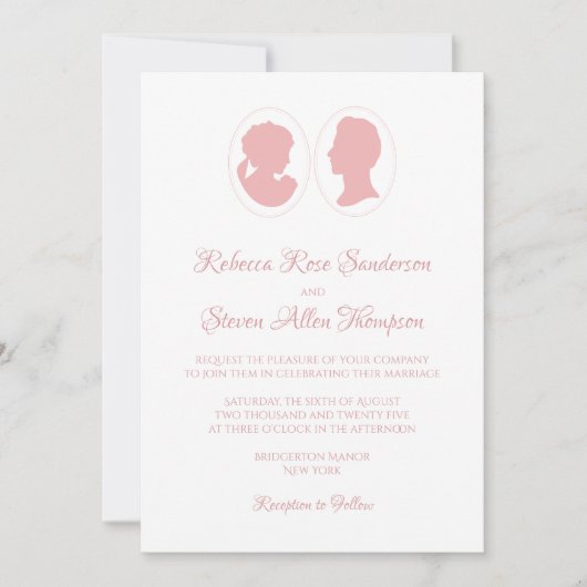 Classic Regency Pink Cameo Wedding Kaart (Voorkant)