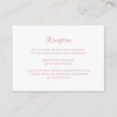 Classic Regency Pink Cameo Wedding Reception Informatiekaartje (Voorkant)