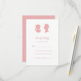 Classic Regency Pink Cameo Wedding RSVP Kaartje