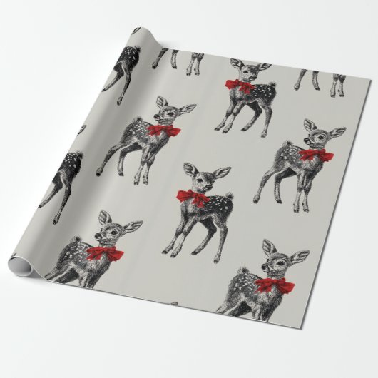 “Classic Reindeer Holiday Cadeaupapier (Uitgerold)