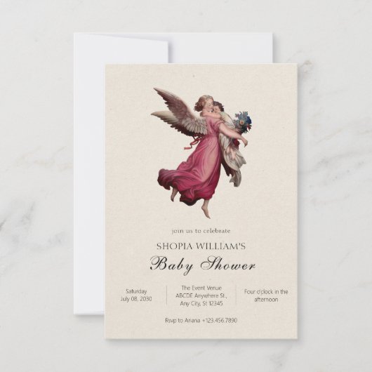 Classic Renaissance Angel baby shower Kaart (Voorkant)