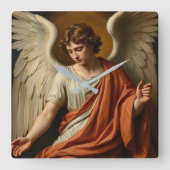Classic Renaissance Angel Wall Clock Vierkante Klok (Voorkant)