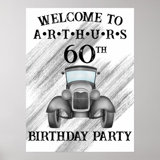 Classic Retro Auto Aquarel Welkom Poster (Voorkant)