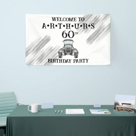 Classic Retro Auto  Aquarel Welkom Spandoek (Beurs)