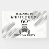 Classic Retro Auto  Aquarel Welkom Spandoek (Horizontaal)