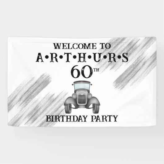 Classic Retro Auto  Aquarel Welkom Spandoek (Horizontaal)