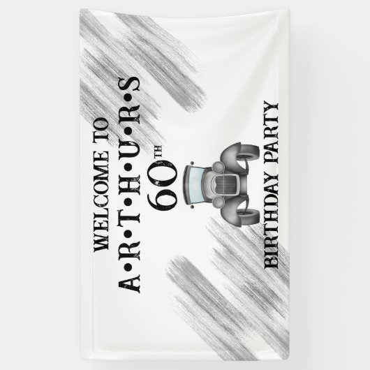 Classic Retro Auto  Aquarel Welkom Spandoek (Verticaal)