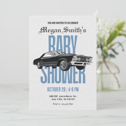 Classic Retro auto baby shower Kaart (Staand voorkant)