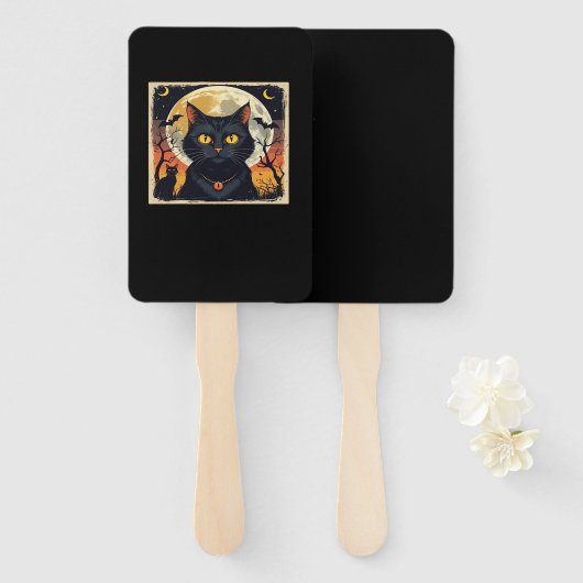 Classic Retro Black Cat Halloween T-Shirt Classic  Handwaaier (Voorkant en achterkant)