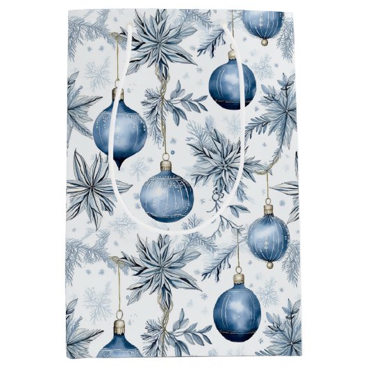 Classic Retro Blue Tree Ornamenten Wine Small en Medium Cadeauzakje (Voorkant)