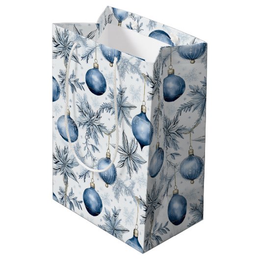 Classic Retro Blue Tree Ornamenten Wine Small en Medium Cadeauzakje (Achterkant Gekanteld)