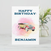 Classic Retro Car Custom Birthday Kaart (Staand voorkant)