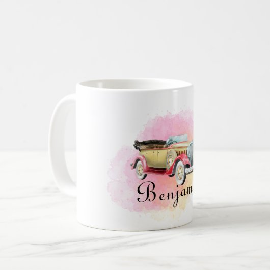 Classic Retro Car Custom Name Mok (Voorkant links)