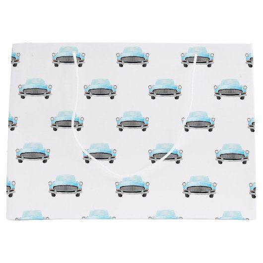Classic Retro Cars Aquarelpatroon Groot Cadeauzakje (Voorkant)