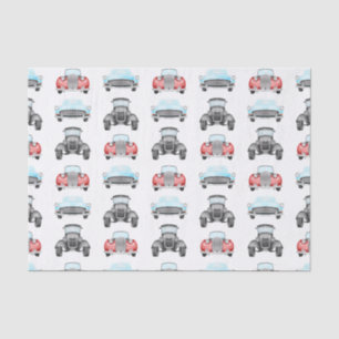 Classic Retro Cars Aquarelpatroon Tissuepapier