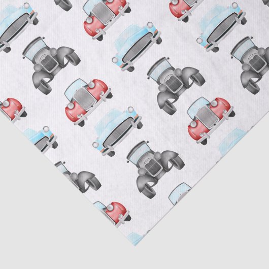 Classic Retro Cars  Aquarelpatroon Tissuepapier (Detail)