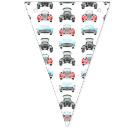 Classic Retro Cars Aquarelpatroon Vlaggetjes