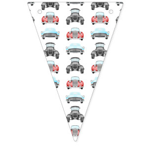 Classic Retro Cars Aquarelpatroon Vlaggetjes