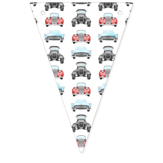 Classic Retro Cars  Aquarelpatroon Vlaggetjes (Eerste vlag)