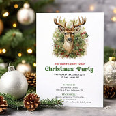 Classic retro Christmas deer party invitation Kaart