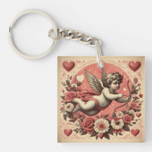 Classic//Retro Cupido Valentijnsdag Sleutelhanger (voorkant)