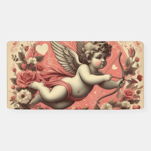 Classic//Retro Cupido Valentijnsdag Spandoek (Horizontaal)