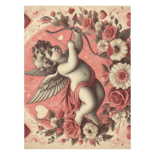 Classic//Retro Cupido Valentijnsdag Tafelkleed (Voorkant)