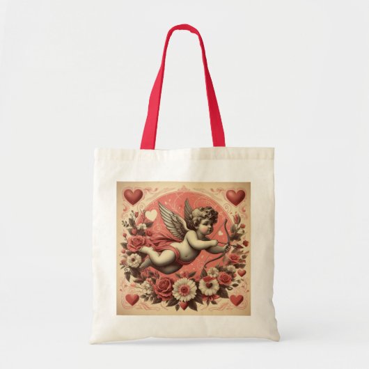 Classic//Retro Cupido Valentijnsdag Tote Bag (Voorkant)