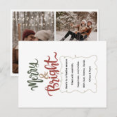 Classic Retro Festive Merry & Bright Christmas Feestdagenkaart (Voorkant / Achterkant)