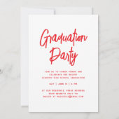 Classic Retro Foto Rood Casual Afstudeerfeest Kaart (Achterkant)