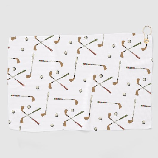 Classic Retro Golf Golfer Club Ball Pattern Golfhanddoek (Horizontaal)