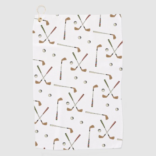 Classic Retro Golf Golfer Club Ball Pattern Golfhanddoek (Voorkant)