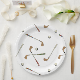 Classic Retro Golf Golfer Clubs Balls Pattern Papieren Bordje